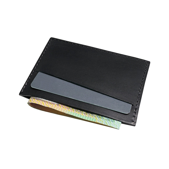 Black Leather Card Sleeve Wallets