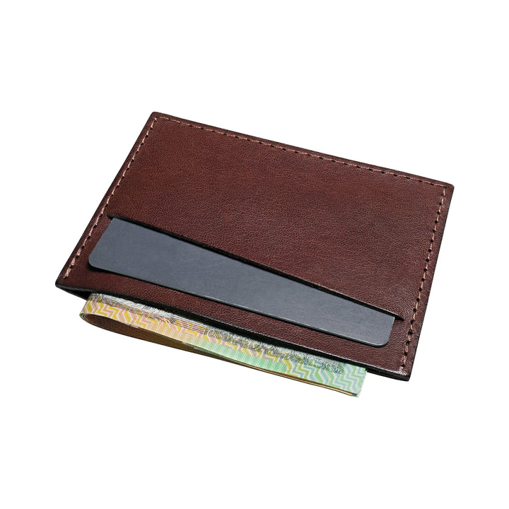 Brown Leather Card Sleeve Wallets