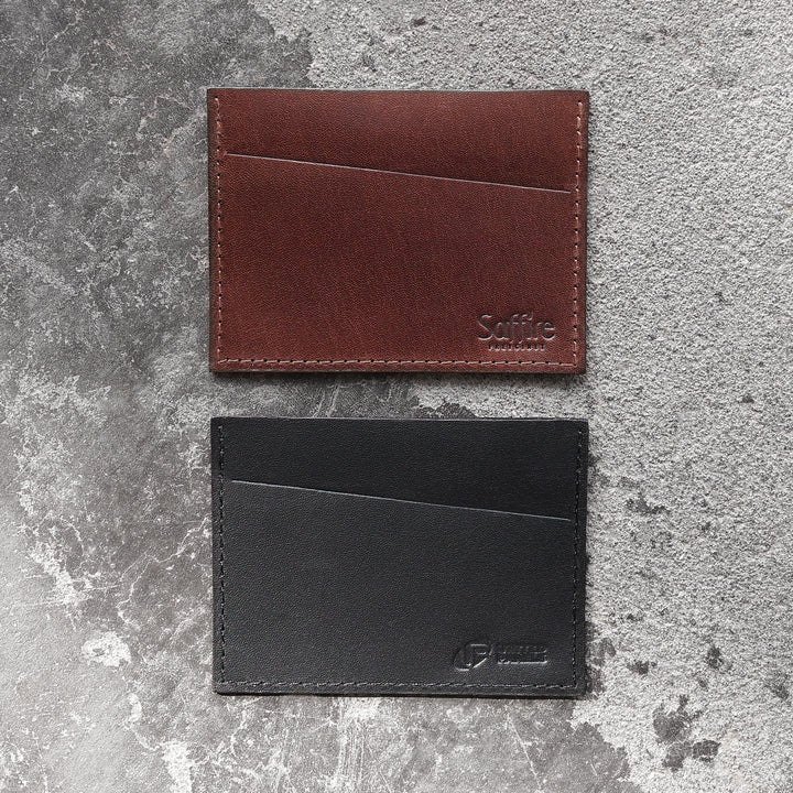 Black Leather Card Sleeve Wallets