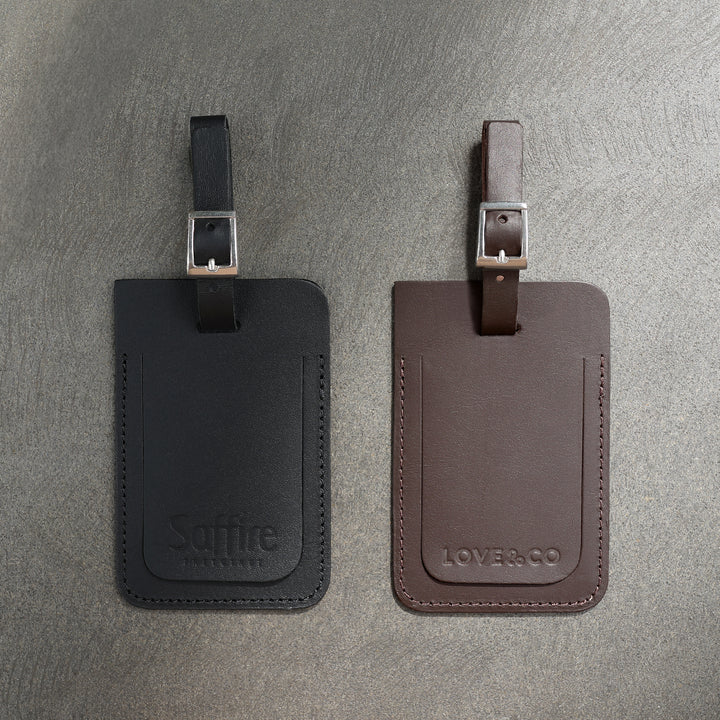 Leather Luggage Tags Black