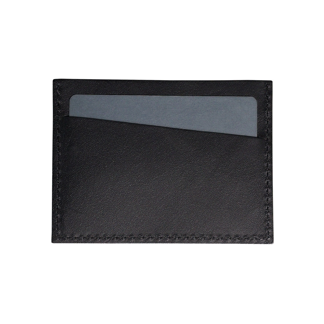 Black Leather Card Sleeve Wallets